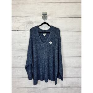 A New Approach Plus Size Blue Woven Knit V-Neck Sweater Size 2X